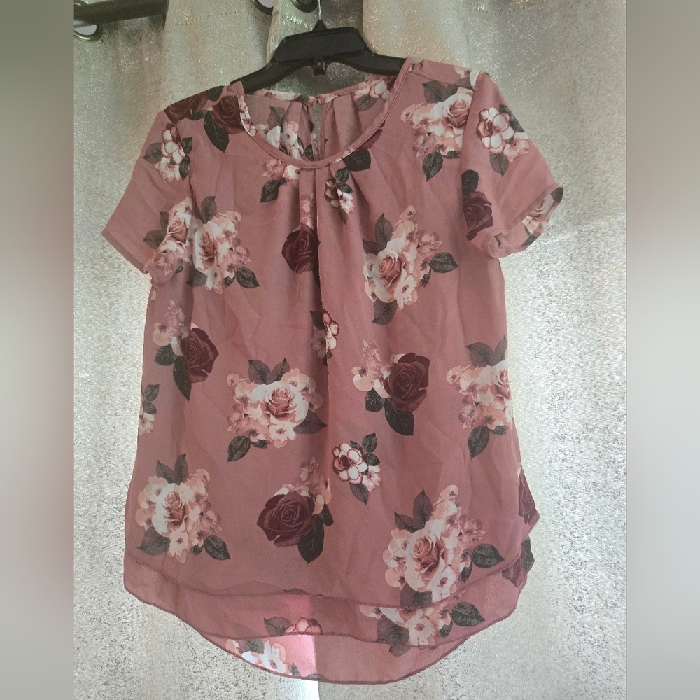 Floral High-Low Pink Rose Size Large